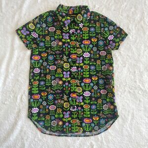 NWT Nooworks Joyce Short Sleeve Button UP Shirt Flower Power Size XS